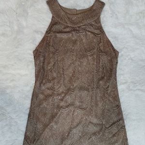 Dressbarn metallic gold halter dress